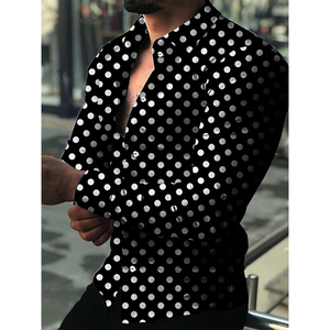Impresso Slim Fit manga longa botão até homens vestem camisas - Product Image 2