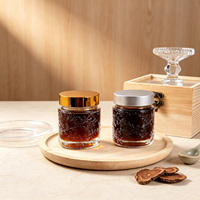Pot en verre vide gaufré pour crème, 120 ml (4 oz), motif floral, pour cosmétiques et onguents, avec couvercle doré, vente en gros