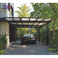 Abri de voiture moderne en aluminium, structure extérieure imperméable, toit en polycarbonate, design pour abri de stationnement résidentiel