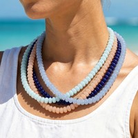 Collier de perles en verre cristal rondes Abacus 5*8MM couleur bonbon, faites à la main, pour l'été et la plage, style mode doré