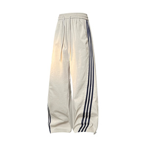 Contrast Color Stripe American Vintage Overalls 26 Winter New <strong>Men's</strong> Street Elastic Waist Mid Loose Wide Leg Customized - Product Image 4