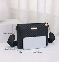 Sac à main en PU gaufré pour femme avec garniture métallique, motif vague, portefeuille long, mini porte-monnaie pour téléphone, fermeture éclair, doublure en polyester, style urbain