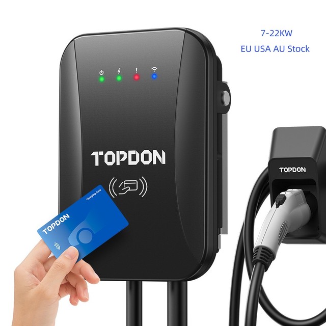 TOPDON 16Kw 22kw Portable Ev Wall Charger 7Kw 11kw 16A 32Amp Type 2 1 Ocpp Level2 Home Electric Car Charger EV Charging Station