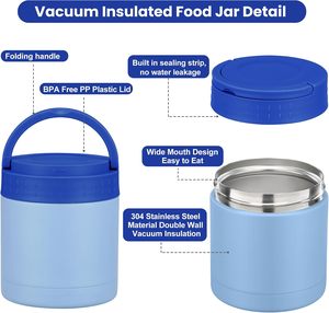Reusable Vacuum Hot Keep Thermal Soup <b>Insulated</b> Food Jar Stainless Steel <b>Lunch</b> <b>Box</b> Food Container - Product Image 5
