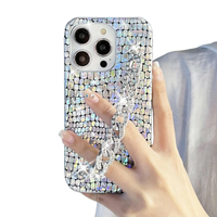 Couverture de téléphone de dragonne brillante à motif d'écailles laser à haute réflectivité pour les filles pour iPhone 15 14 13 12 11 Pro Max Plus anti-dérapant