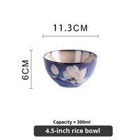 Vaisselle japonaise peinte à la main Magnolia couleur sous glaçure tournée au four, bol de nouilles et de riz créatif, assiette à poisson pour la fête