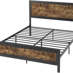 Lit en fer forgé du fabricant, lit double simple et moderne, structure en acier renforcé et en bois, grand lit avec tiroirs - Product Image 5