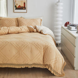 Set di Biancheria da Letto con Nappe Stile Bohémien Copripiumino Federe Ricamate Applicate Set Copripiumino 3 Pezzi Spedizione Diretta - Product Image 2