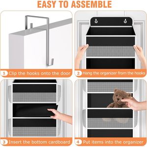 Over The Door Organizer 5 <b>Shelves</b> Large Capacity Hanging Storage With Side Pockets For Bedroom Dorm Use Black - Product Image 3