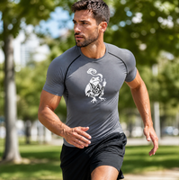 T-shirt de compression pour homme à imprimé 3D, séchage rapide, en polyester effet soie, pour fitness et gym, Rash Guard, motif grenouille japonaise