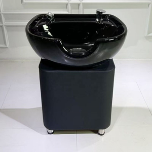 Bac à shampoing portable en céramique moderne pliable pour salon de coiffure avec base sur colonne – Équipement professionnel pour salon - Product Image 6
