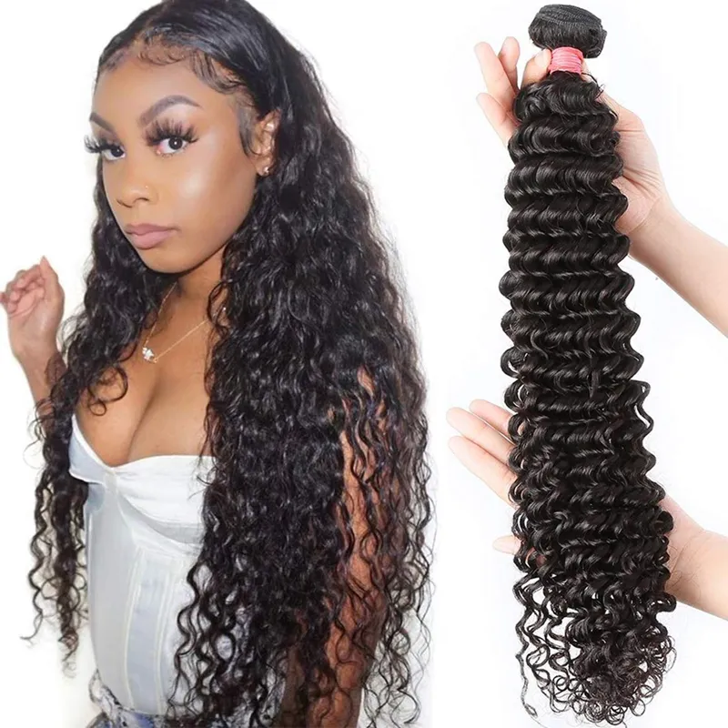 Hot Sale real hair extensionBrazilian loose deep wave hair weave, 4 bundles virgin brazilian Human hair Bundles With Closure