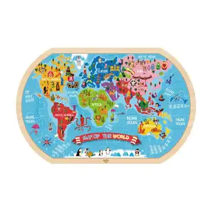 Children Educational World Map Jigsaw Puzzle Five Continents Wooden Puzzle