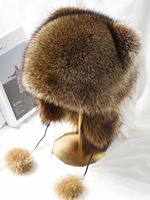 Chapeau de trappeur en vraie fourrure de raton laveur avec oreilles de chat pour femme, chapeau d'hiver en fourrure véritable avec cache-oreilles, chapeau chaud de luxe en vraie fourrure, OEM ODM, faible MOQ