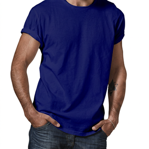 <b>Navy</b> <b>Blue</b> <b>Men's</b> Plaid Pattern Short Sleeve <b>T</b>-<b>Shirt</b>-100% Cotton Jersey Fabric Breathable & Eco-Friendly Regular Fit - Product Image 6