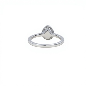 Bague de fiançailles et d'anniversaire vintage en or blanc massif 14 carats avec halo de moissanite taille poire 1 carat pour femme - Product Image 2