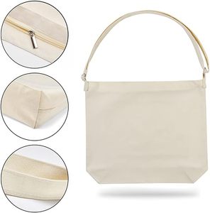 Custom Shopping Library Travel Women's Blank Beige <b>Large</b> Canvas Crossbody Hand Bill Shoulder Cotton Bag Packaging - Product Image 2
