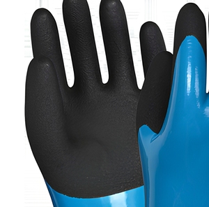 Gants certifiés EN388/EN374, résistants aux produits chimiques et à l'huile, respirants, résistants, texturés, avec doublure en coton et revêtement en PVC HTR, 30 cm - Product Image 1