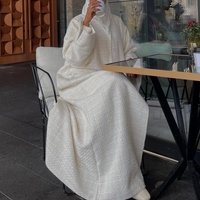 Abaya Kimono Épaisse Willson Tween à Fentes pour Femmes, Design Hiver Automne, Vêtement Musulman, Robe Grande Taille