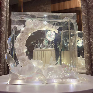 Décoration de gâteau en acrylique blanc « Lune et Douceur » pour la Saint-Valentin, la Fête des Mères, le Festival Qixi, la Journée de la Femme - Product Image 3