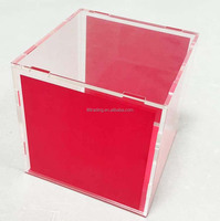 Boîte de rangement pliable en plastique à prix compétitif, transparente rose, 6 côtés, conteneur personnalisé, assemblage artisanal, boîtes en plastique acrylique résistant