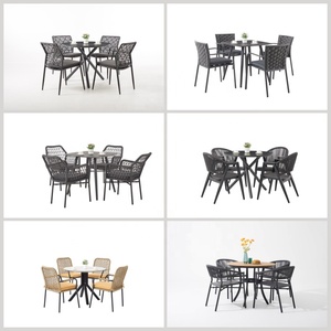 Juego de Muebles de Comedor Comerciales Modernos, Juego de Sillas de Aluminio Tejido para Restaurante, para Uso en Cafeterías Pequeñas - Product Image 6