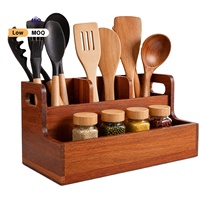 Estante de Almacenamiento de Madera de Dos Niveles de Primera Calidad, Organizador de Utensilios de Cocina y Especias para Encimera