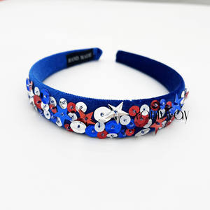 Diadema brillante roja blanca y azul del 4 de julio para el Día <span class=keywords><strong>Nacional</strong></span> de EE. UU. Diadema patriótica de lentejuelas para niños pequeños y damas - Product Image 3