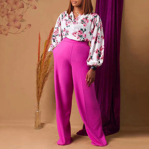 Nouvel ensemble deux pièces pour femme : haut imprimé à bretelles et pantalon large – Tenue de bureau automne pour femme - Product Image 4