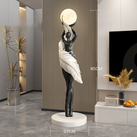 Décoration d'Intérieur Luxe Fille Figurine Sculpture Lumières LED Meubles de Bureau Accessoires Maison Déco de Chambre Cadeau Artisanat Résine
