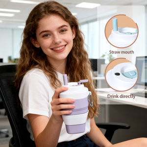 Ultra-Compact Dobrável Copo De Café De Silicone À Prova De Vazamento Reutilizável Portátil Espresso Caneca 16oz/473ml Lava-louças Microondas - Product Image 2