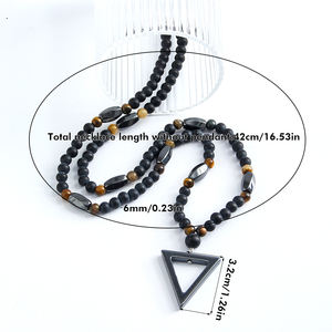 Moda mujer hematita ojos de tigre raya negra collar de piedras preciosas collar con colgante Druzy ovalado - Product Image 4