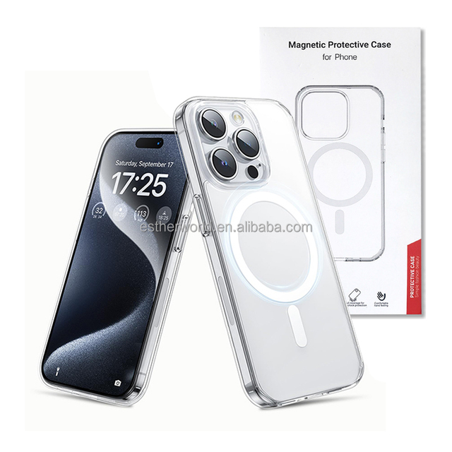 Premium TPU+PC Electroplate Slim Magnetic Shockproof Phone Case with Wireless Charging & Anti-yellow Protection for