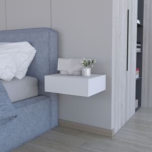 DB Vienna, mesita de noche flotante moderna nórdica montada en la pared, elegante y espacioso cajón de madera maciza, almacenamiento para uso en dormitorio y apartamento - Product Image 1