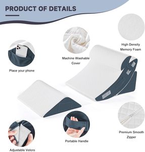 4 oreillers de soutien lombaire modernes en <span class=keywords><strong>mousse</strong></span> à mémoire de forme orthopédique, certifiés Certipur US et OEKO-Tex, pour adultes, anti-reflux acide, réglables - Product Image 5