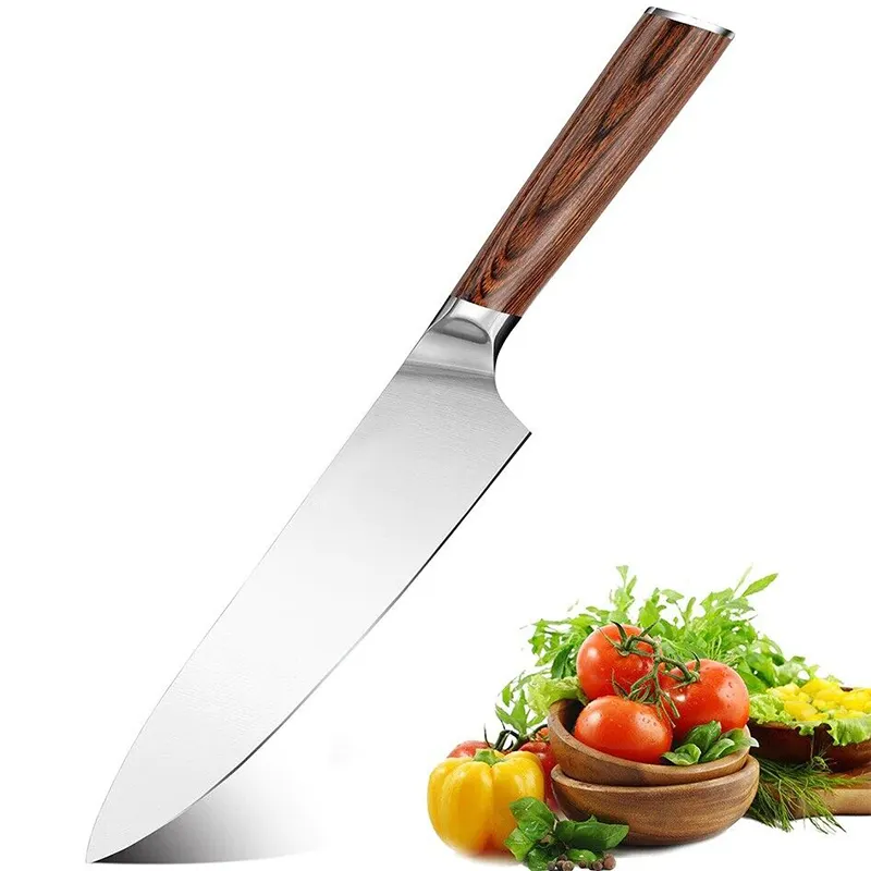 Профессиональный изготовленный на заказ 8-дюймовый ультра острый немецкий 1,4116 лезвие из нержавеющей стали нож шеф-повара кухонный нож с деревянной ручкой Pakka