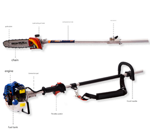 Gergaji rantai bensin jangkauan panjang <span class=keywords><strong>2</strong></span>,8M, 25,6cc 1,0KW untuk pemangkasan cabang/pohon tinggi, pengapian CDI, 650ml, Gergaji rantai profesional untuk berkebun - Product Image 4