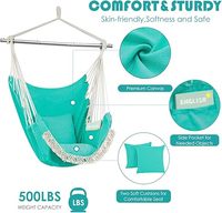 Chaise suspendue en hamac, chaise suspendue avec poche, barre de support en acier détachable, 2 coussins doux pour l'intérieur et l'extérieur