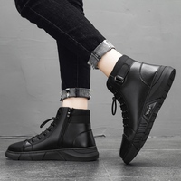 Bottes de travail pour hommes, bottines noires en cuir PU, bottes d'hiver en cuir PU pour hommes, semelle en caoutchouc solide de qualité supérieure