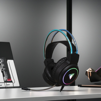 Headset Gaming Over-Ear Double Headband dengan Lampu Logo, Stereo, Kabel, untuk Gamer