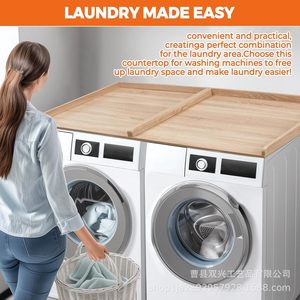 Étagère de rangement en bois pour machine à laver 54x27,5 pouces, support multifonctionnel pour détergent à lessive pour sèche-linge et lave-linge - Product Image 2