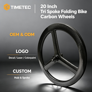 Roues de vélo pliantes en carbone à trois rayons, roues de vélo, frein à disque ou à jantes, sans chambre à air, compatibles avec Clincher, 20 <span class=keywords><strong>pouces</strong></span> - Product Image 1