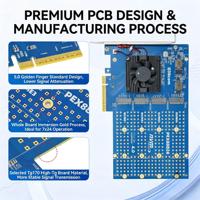 PCIe 4.0 X16 4 M.2 NVMe SSD Expansion Card Adapter Cooling Fan Supports 2242 2280 22110 Sizes High Speed Data Transfer Private