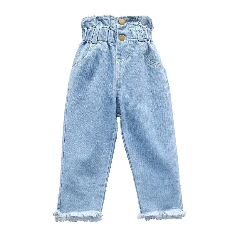 Girls High Waist Pants Spring And Autumn Pants Children's Jeans Girls Casual Straight Pants