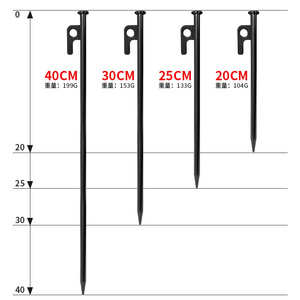 Estacas de acero para tiendas de campaña de 25 cm, rectas, con rayas negras, con martillo, clavos para tiendas de campaña, para lona y uso en la playa - Product Image 2