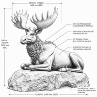 Statue de cerf en bronze grandeur nature sur mesure, sculpture d'élk couché en métal moulé pour la décoration de jardin, villa, cour et aménagement paysager