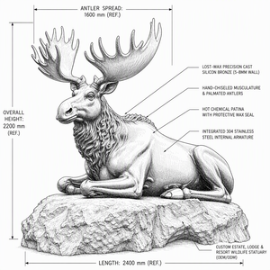 Statua di Cervo in Bronzo a Grandezza Naturale Personalizzata, Scultura di <span class=keywords><strong>Alce</strong></span> Sdraiato in Metallo Fuso per Decorazione di Giardini, Ville e Cortili - Product Image 2