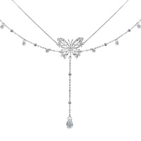 Unique polyvalent haut de gamme bijoux fins en gros 925 en argent Sterling goutte d'eau papillon gland pendentif colliers pour les femmes