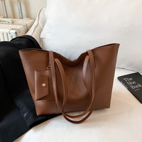 Tas Tote Bahu Tunggal Kapasitas Besar untuk Wanita 2025 Tas Tangan Musim Gugur Baru Bahan Kulit PU dengan Dompet