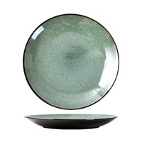 Vente en gros 20 pièces noir vert inventaire glaçure réactive grès dîner nordique plats en céramique dîner vaisselle ensembles de vaisselle